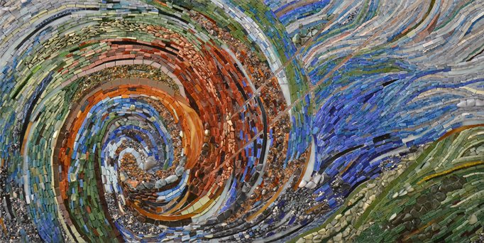 Swirl of Motion, the whole work, 100 × 50 cm